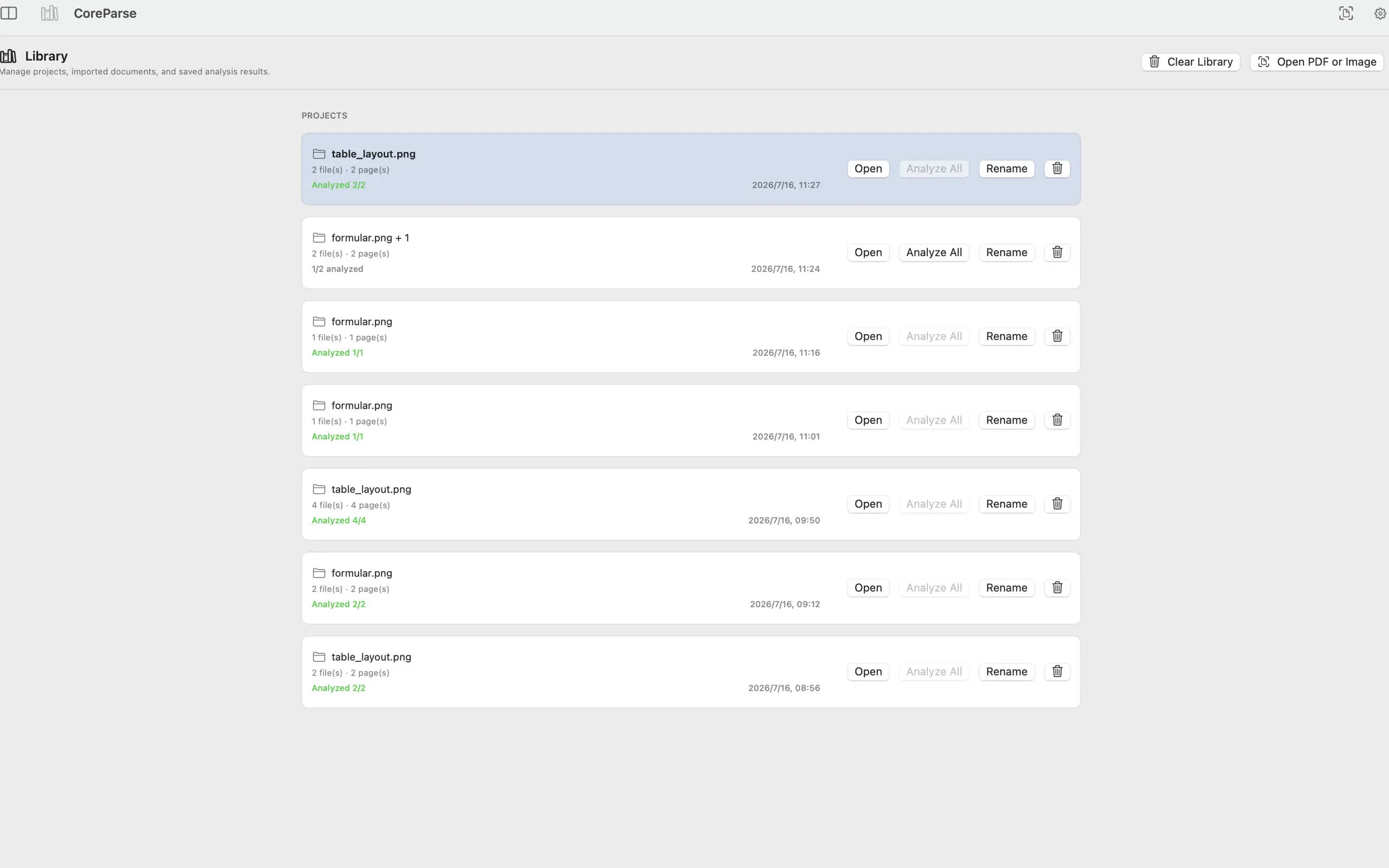 CoreParse local document library on Mac